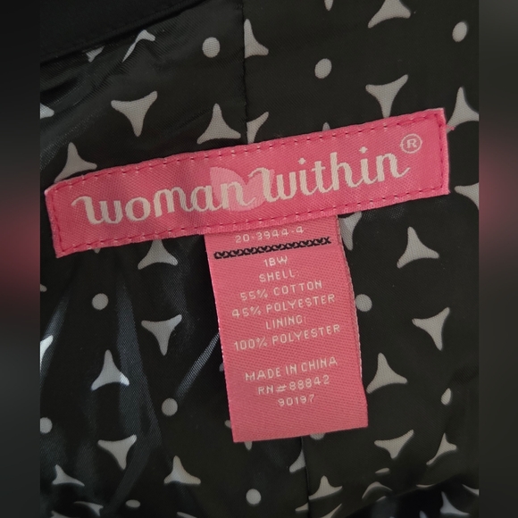 Woman Within Black Trench Coat Women's Size 18 - Picture 7 of 9